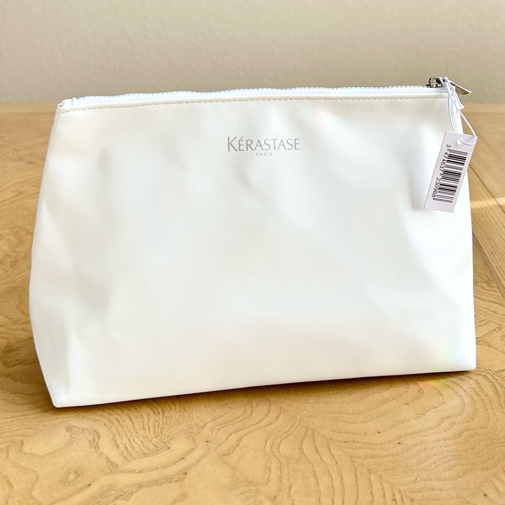 NWT Kérastase White Faux Leather Makeup Cosmetic Bag